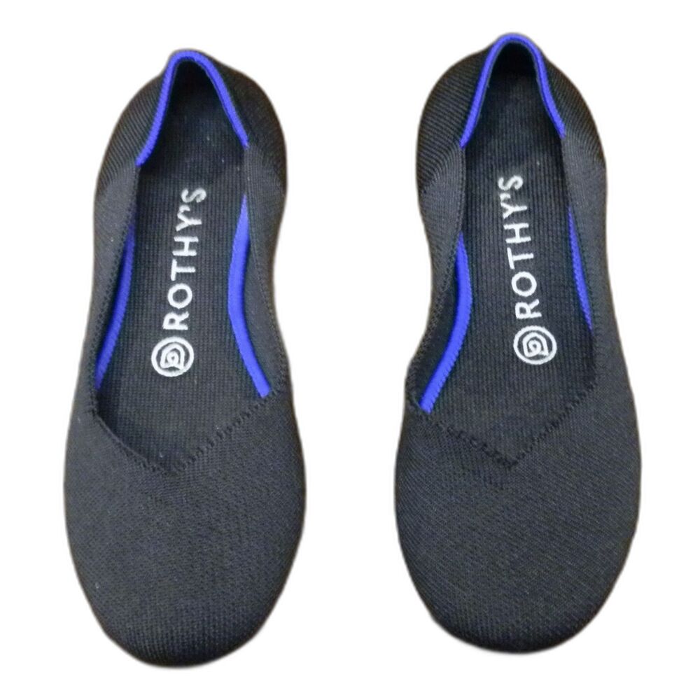 Rothy's Black Flats with Blue Trim